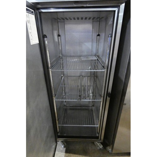 1229 - A commercial stainless steel single door fridge by Foster type Prog600h 240v - trade. Tested working