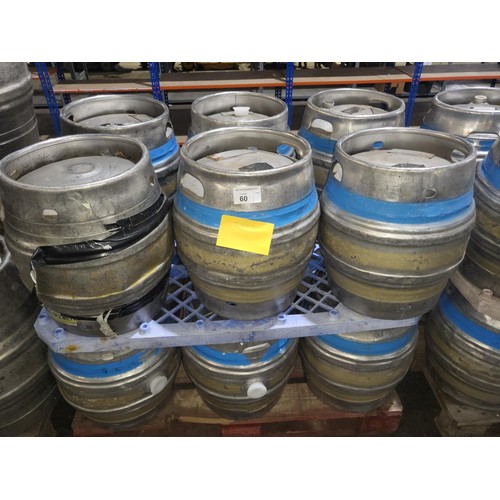 60 - 12 s/s Firkins 9 gal stacked on 2 pallets