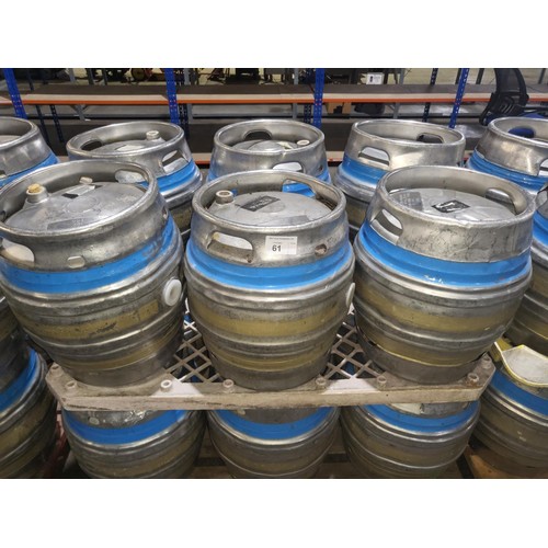 61 - 12 s/s Firkins 9 gal stacked on 2 pallets