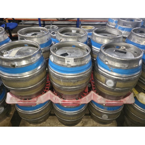 64 - 12 s/s Firkins 9 gal stacked on 2 pallets