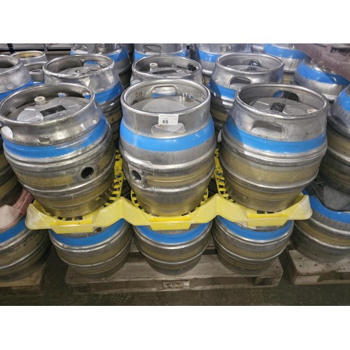 65 - 12 s/s Firkins 9 gal stacked  on 2 pallets