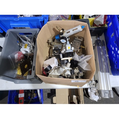 36 - Large quantity (8 boxes) of various plumbing, electrical, pipe, and compressed air fittings. Also se... 