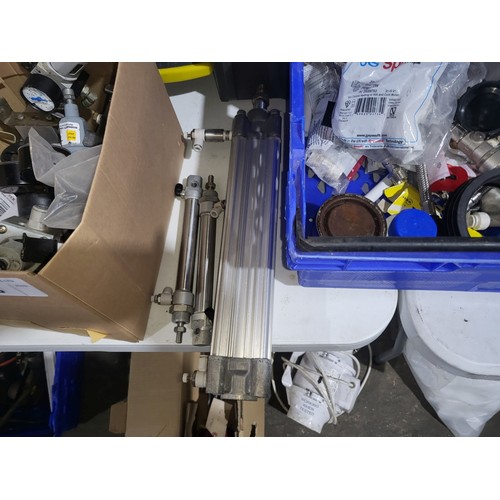 36 - Large quantity (8 boxes) of various plumbing, electrical, pipe, and compressed air fittings. Also se... 