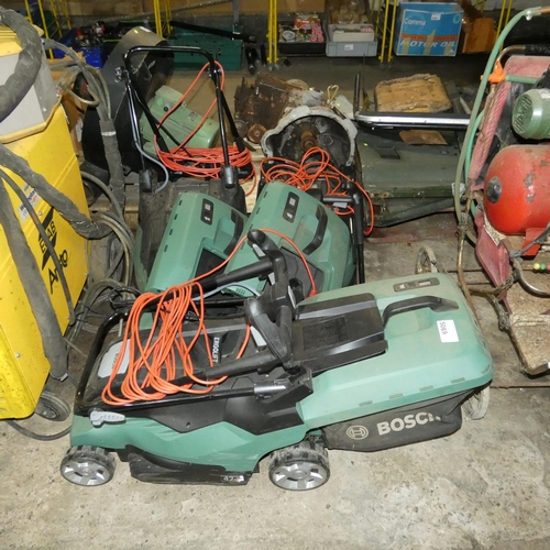 5069 - 3 x Bosch lawn mowers 240v. Please note that these mowers are customer returns