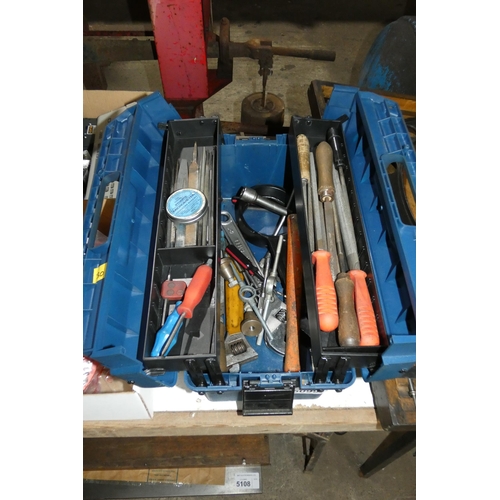 5099 - 1 x blue plastic tool box containing a quantity of various tools - Not practical to list in detail s... 