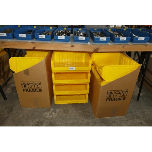 5104 - 20 x unused yellow plastic stacking / hanging storage bins each approx 41cm wide x 34cm long x 16cm ... 