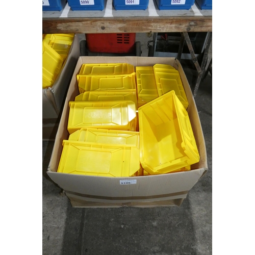 5106 - 20 x unused yellow plastic stacking / hanging storage bins each approx 20cm wide x 34cm long x 16cm ... 