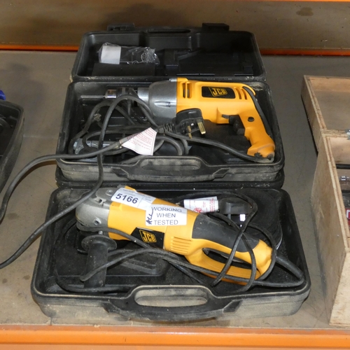 5166 - 1 x JCB angle grinder and 1 x JCB drill - Both 240v