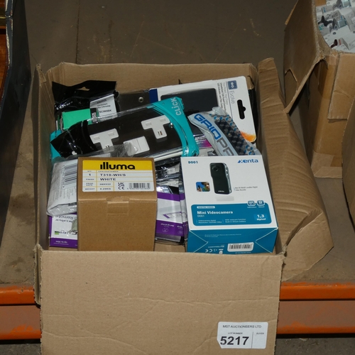 5217 - 1 box containing a quantity of various items including 1 x Enta D001 mini videocamera, socket fronts... 