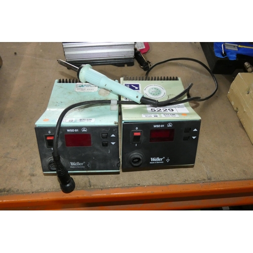 5229 - 2 x Weller WSD81 soldering stations and 1 x Weller soldering iron. Please note that the front panel ... 