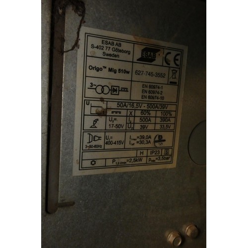 5066 - 1 x ESAB Origo MIG 510W welder with an Origo 304 wire feed unit. Please note that no welding torch i... 