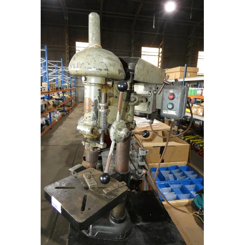 5326 - 1 x Atlas pillar drill 3ph currently bolted to a black metal heavy duty stand along with a Record No... 