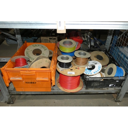 5605 - A quantity of various part rolls of electric cable. Not practical to list in detail so please view o... 