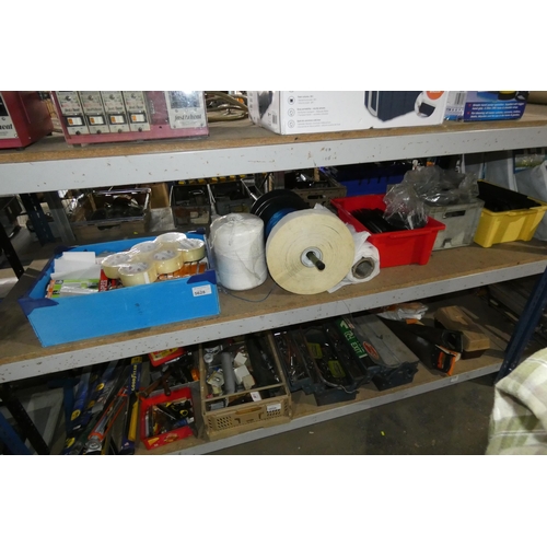 5628 - A quantity of various items including clear tape, string, black plastic fittings etc. Contents of 1 ... 