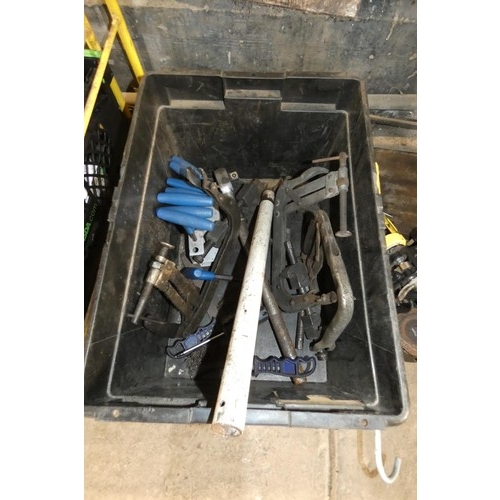 5013 - A quantity of various items including an angle grinder 240v, drill bits, clamps, T handle Allen keys... 