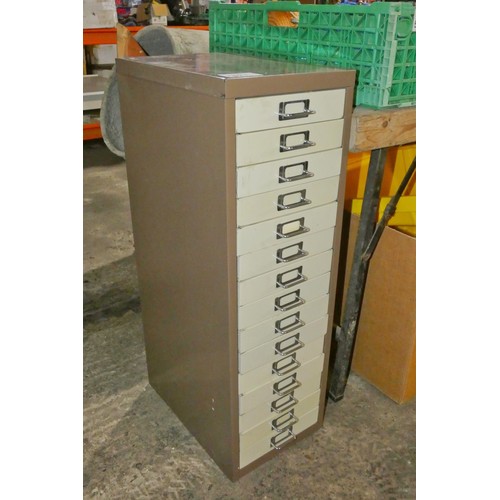 5071 - A metal 15 drawer index type cabinet approx 41 x 28 x 86cm high