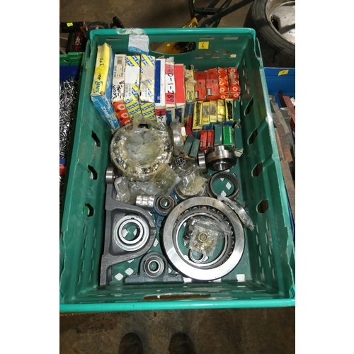 5075 - 1 box containing a quantity of various bearings. Plastic crate is included