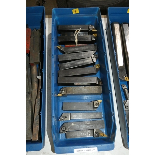 5077 - 1 box containing a quantity of various tipped turning tools - The plastic box is included