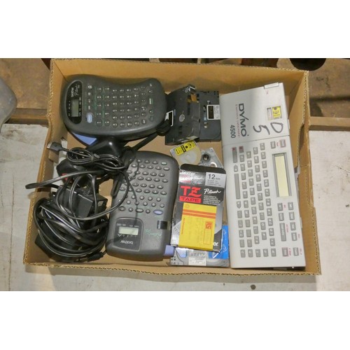 5098 - 1 box containing a quantity of various Dymo and Brother label printers