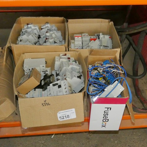 5218 - A quantity of various electrical fittings including approx 20 x RCB, 72 x MCB, 15 x 100a main socket... 