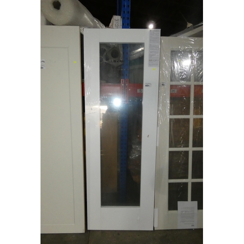 5801 - 1 x XL Joinery white primed glazed door approx 686 x 1981mm. Please note that there is damage to the... 