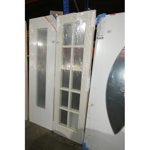 5811 - A pair of cream glazed doors each approx 580 x 1981mm