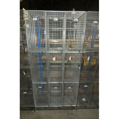 5821 - 1 x metal mesh nine door personnel locker approx 91 x 47 x 197cm high. The doors are lockable by usi... 