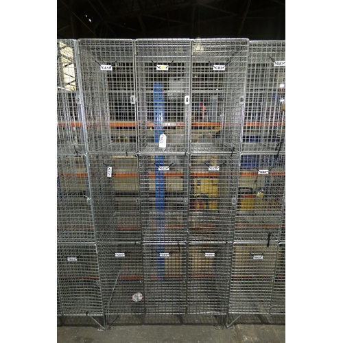 5822 - 1 x metal mesh nine door personnel locker approx 91 x 47 x 197cm high. The doors are lockable by usi... 