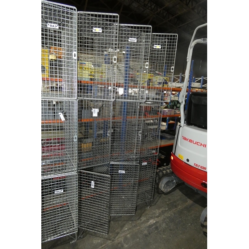 5827 - 1 x metal mesh nine door personnel locker approx 91 x 47 x 197cm high. The doors are lockable by usi... 