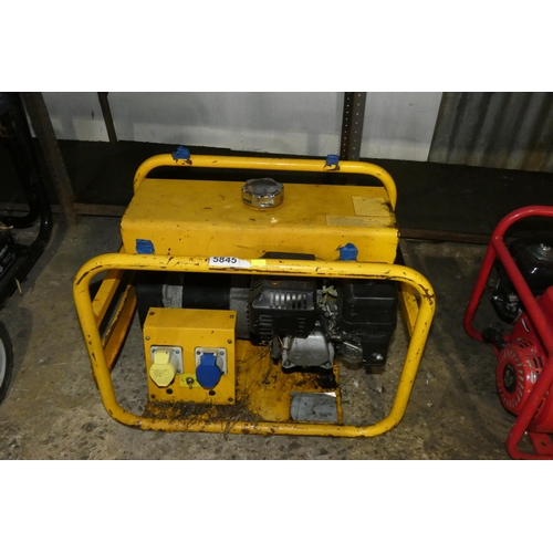 5845 - 1 x Harrington petrol engine generator output 110 /240v, 3.5kva (pull start Honda petrol engine)