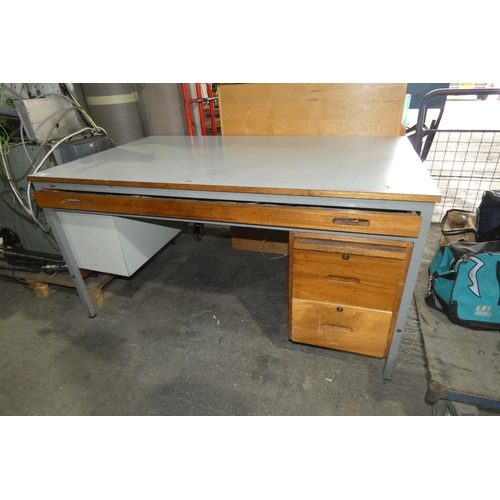 5863 - 1 x architects desk approx 153 x 92cm with a full width pull out drawer below worktop (for plans, ch... 