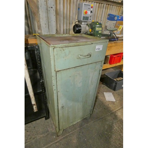 5764 - A metal workshop cabinet with 1 drawer & 1 door approx 46 x 38 x 100cm high