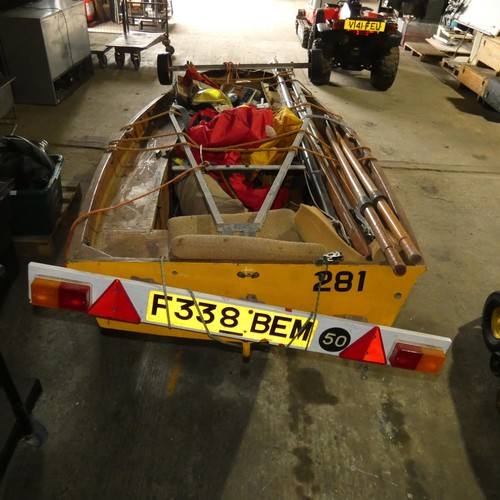 5995 - 1 x Mirror sailing dinghy approx 3.3m long x 1.45m wide on a road going two wheel un-braked trailer,... 