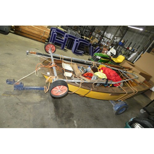 5995 - 1 x Mirror sailing dinghy approx 3.3m long x 1.45m wide on a road going two wheel un-braked trailer,... 