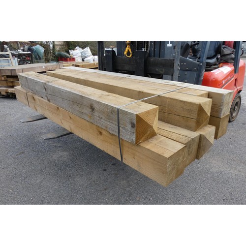 6007 - 9 wooden posts each measuring approx 175 mm x 175 mm lengths vary up to approx 240 cm - top stack