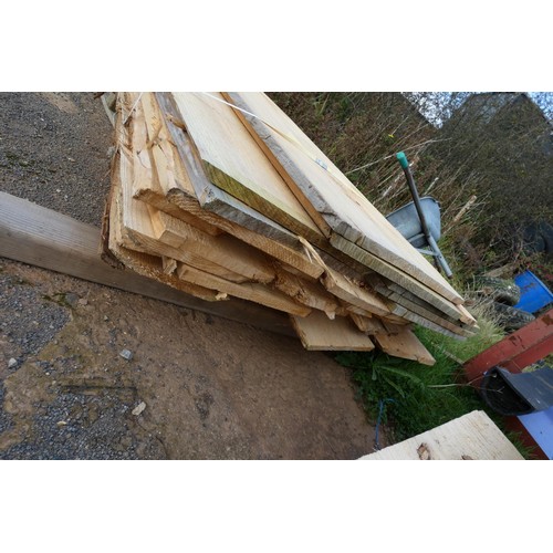 6027 - A quantity of waney edge board measuring up to approx 250 cm long - bottom stack - believed to be Ce... 