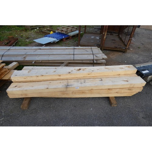 6029 - 10 lengths of timber measuring approximately 20 cm x 10 cm x 250 cm believed to be Cedar