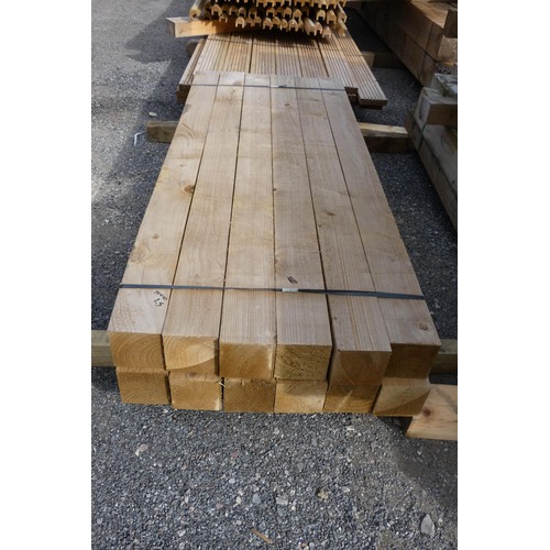 6036 - 12 wooden posts measuring approximately 10 cm x 10 cm x 150 cm - bottom stack