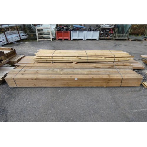 6041 - 10 wooden posts each measuring approximately 15 cm x 15 cm x 360 cm - bottom stack