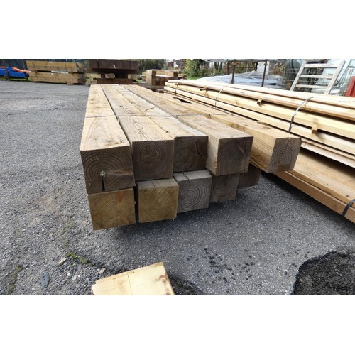 6041 - 10 wooden posts each measuring approximately 15 cm x 15 cm x 360 cm - bottom stack