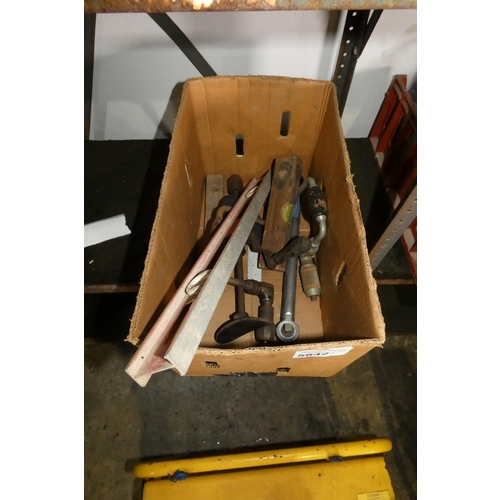 5842 - 1 box containing a quantity of various vintage wood working tools. Not practical to list in detail s... 