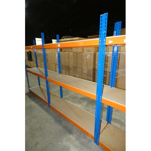 5961 - 1 bay of orange / blue metal boltless stores type racking approx 153cm w x 46cm deep x 198cm high wi... 