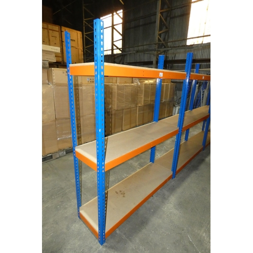 5962 - 1 bay of orange / blue metal boltless stores type racking approx 153cm w x 46cm deep x 198cm high wi... 