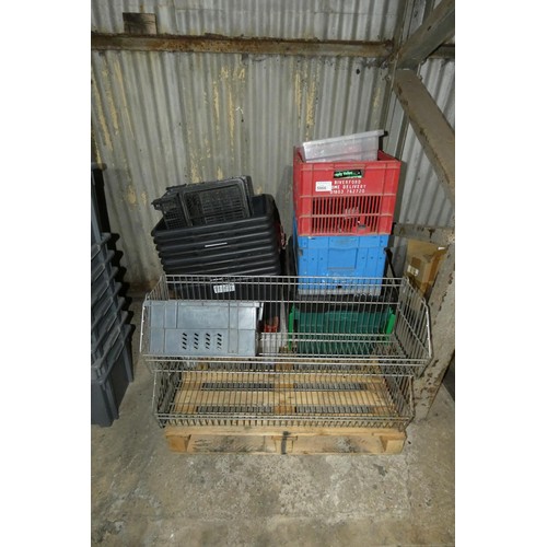 5968 - 1 pallet containing a quantity of various plastic boxes, plastic crates and 2 metal mesh baskets