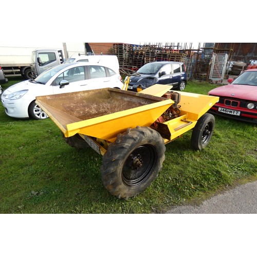 6055 - 1 Thwaites 1 ton dumper with a Petter single cylinder diesel engine, crank start.  reg. No. attached... 