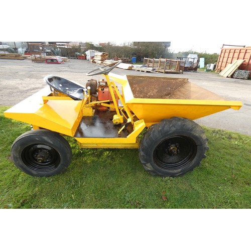 6055 - 1 Thwaites 1 ton dumper with a Petter single cylinder diesel engine, crank start.  reg. No. attached... 