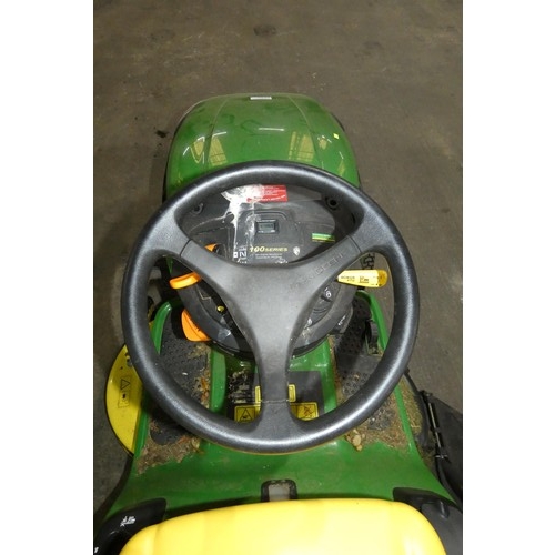 5996 - 1 x John Deere X145 ride on lawn mower with a John Deere 195 500cc petrol engine, digital hour meter... 