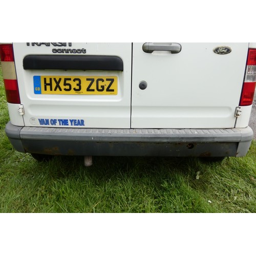 3 - Ford Transit Connect  L200 TD SWB Van,  White, Reg: HX53 ZGZ, 1st reg. 10/02/2004, 5 spd manual dies... 