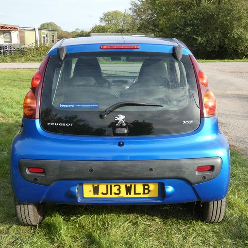 7 - Blue Peugeot 107 active 3 dr hatchback Blue, Reg: WJ13 WLB, 1st reg 31/03/2013, 5 spd manual petrol ... 