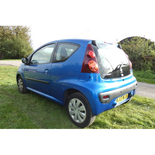 7 - Blue Peugeot 107 active 3 dr hatchback Blue, Reg: WJ13 WLB, 1st reg 31/03/2013, 5 spd manual petrol ... 